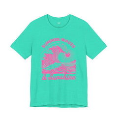 Summer Waves & Sunshine Tee — Retro Pink Surf Graphic T-Shirt