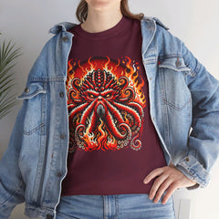 Fiery Fire Kraken - Graphic Unisex Heavy Cotton Tee