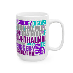 Ophthalmology Word Cloud Ceramic Mug — Eye Doctor Resident Gift (11oz/15oz)