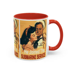 Mug - Vintage He Joined The Submarine Service Unique Tri Panel Image Accent Coffee Mug (11, 15oz)