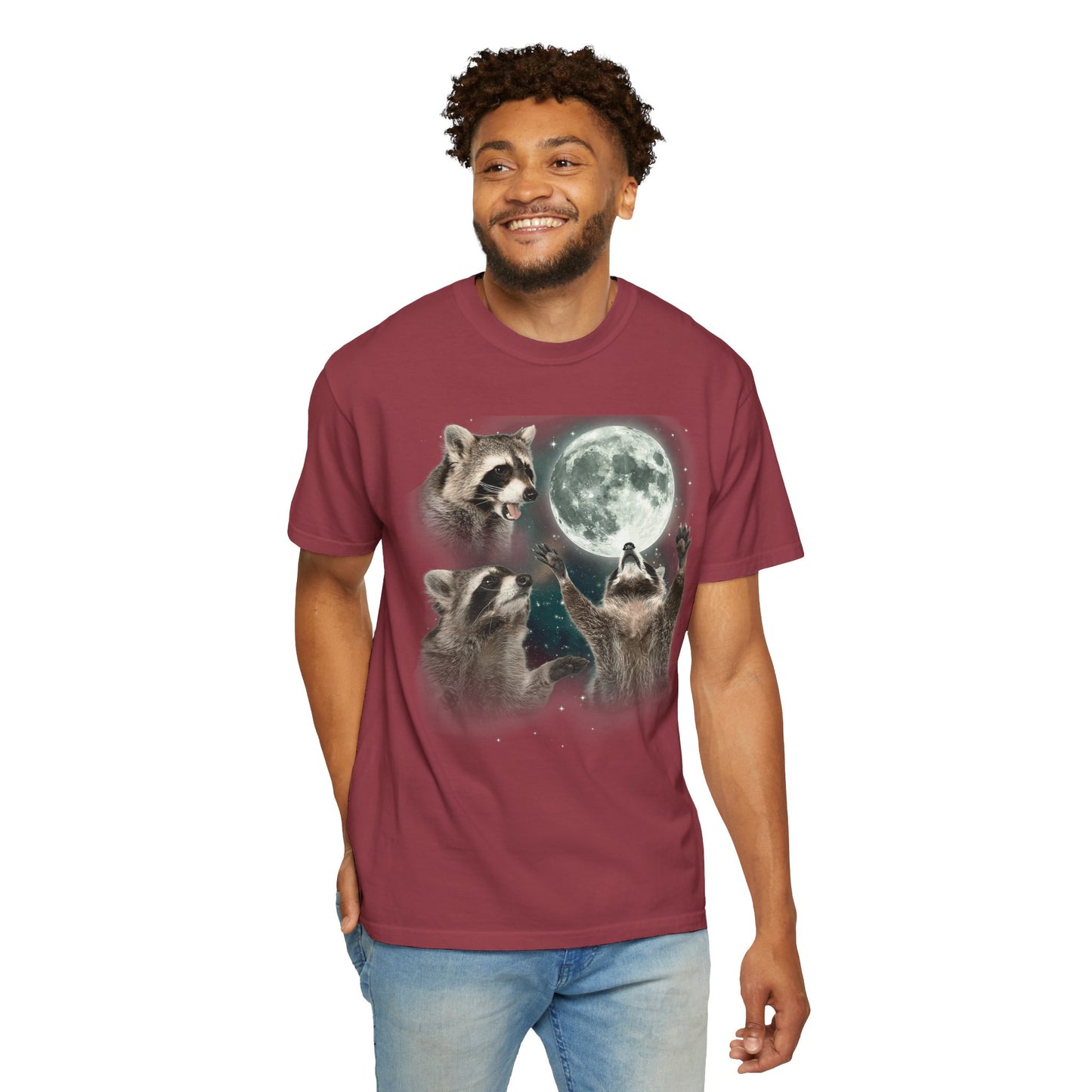 Three Raccoons and the Moon Vintage Style Graphic Tee