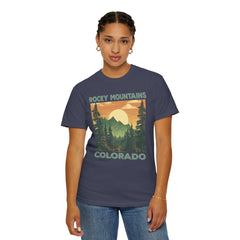 Rocky Mountains Colorado Graphic, Comfort Colors Soft Relaxed Fit Unisex Garment-Dyed T-shirt