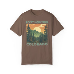 Rocky Mountains Colorado Graphic, Comfort Colors Soft Relaxed Fit Unisex Garment-Dyed T-shirt