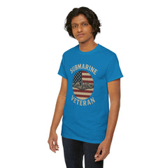 Submarine Veteran American Flag Tee | Unisex Heavy Cotton T-Shirt, Military Apparel, Veteran Gift, Patriotic Top, Casual Wear