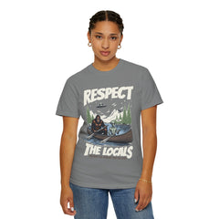 Bigfoot and Alien Outdoor Canoe Adventure - Respect The Locals T-Shirt