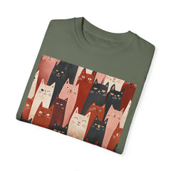 Cute Cat Print Unisex Garment-Dyed T-Shirt - Comfort Colors Soft Perfect for Animal Lovers and Casual Days
