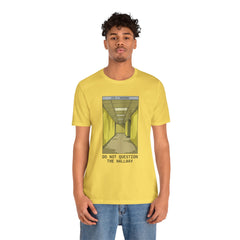Do Not Question The Hallway T-Shirt — Retro Yellow Corridor Graphic Tee
