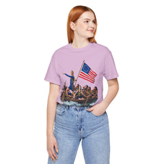 Historical Fever Patriot T‑Shirt — Revolutionary Flag Rowboat Design
