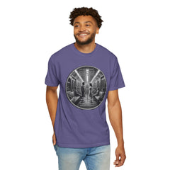 Don;t Stop Believing Subway Reflection T-Shirt — Vintage Black & White Urban Photo Tee