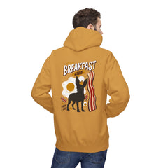 Breakfast Club Hoodie — Cute Black Dog, Bacon & Egg Graphic Pullover