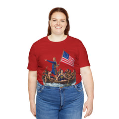 Historical Fever Patriot T‑Shirt — Revolutionary Flag Rowboat Design