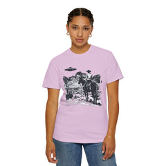 UFO Meets Cowboy Vintage Graphic T-Shirt — Retro Western Alien Tee