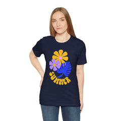 Summer Floral Tee — Retro Flowers & Monstera Design
