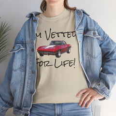 Red Corvette Summer Unisex Tee - I'm Vetted For Life Front and Back Image T Shirt