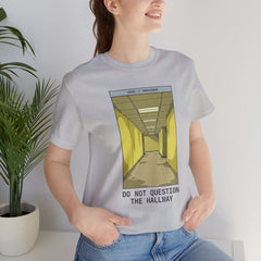 Do Not Question The Hallway T-Shirt — Retro Yellow Corridor Graphic Tee