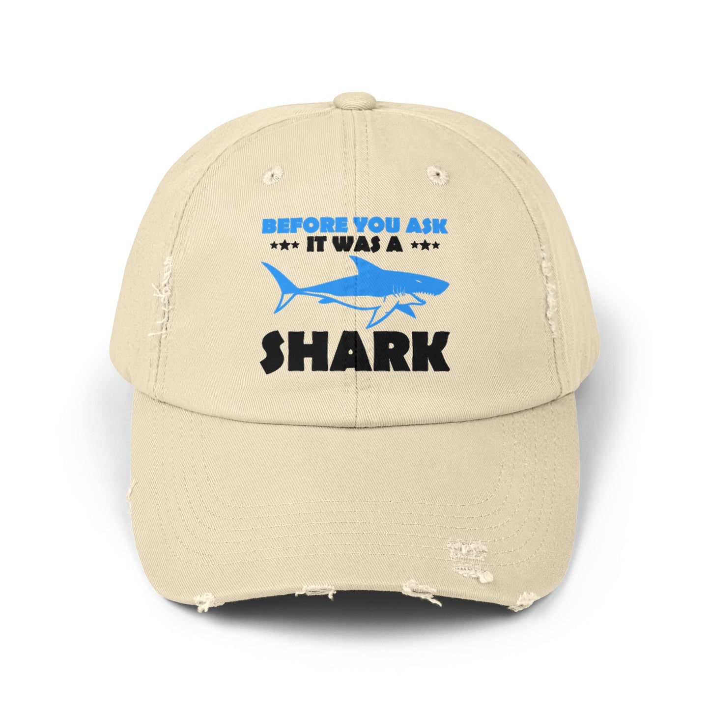 Funny Amputee cap, Before you ask it was a shark, Limb Loss Awareness cap, distressed unisex hat, amputee gift, recovery encouragement gift