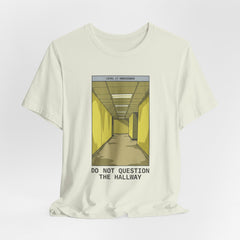 Do Not Question The Hallway T-Shirt — Retro Yellow Corridor Graphic Tee