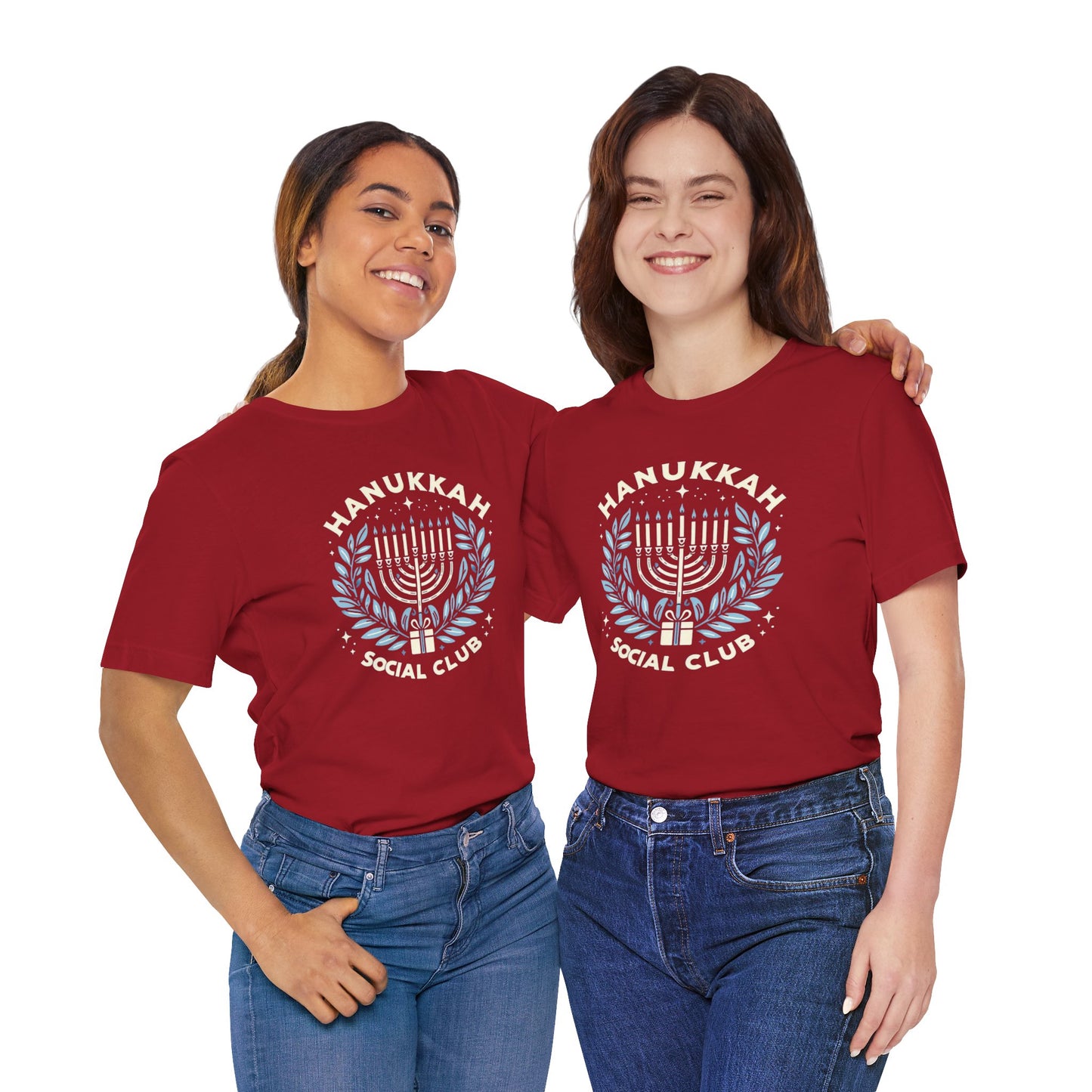 Hanukkah Social Club with Menorah - Unisex Jersey Short Sleeve Tee