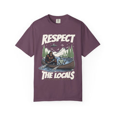 Bigfoot and Alien Outdoor Canoe Adventure - Respect The Locals T-Shirt