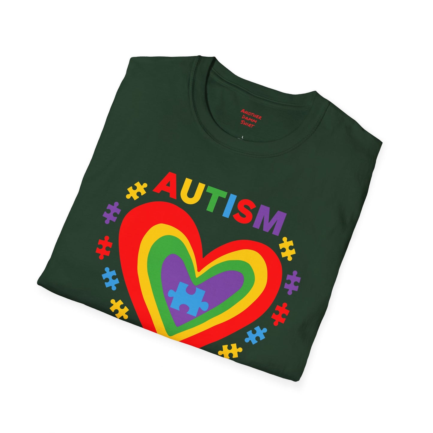 Autism awareness tee, softstyle tee, unisex autism shirt, heart graphic tee, shirt for autism, support autism shirt, gift for autistic child