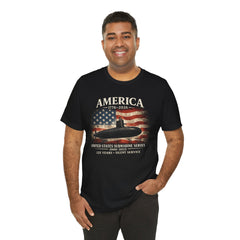 America 250th Submarine 125th Flag T-Shirt — Vintage USA Military Tee