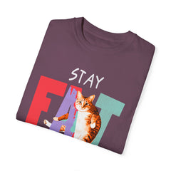Stay Fat Lazy and Happy Cat - Graphic Unisex Garment-Dyed T-shirt
