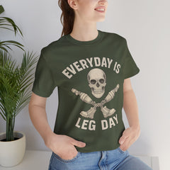 Fitness Tee | Leg Amputee Funny Skull, Everyday Leg Day Gym Shirt, Workout Top