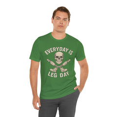 Fitness Tee | Leg Amputee Funny Skull, Everyday Leg Day Gym Shirt, Workout Top