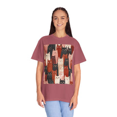 Cute Cat Print Unisex Garment-Dyed T-Shirt - Comfort Colors Soft Perfect for Animal Lovers and Casual Days