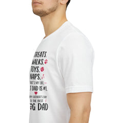 Personalized Dog Dad T‑Shirt — "Treats. Walks. Toys. Naps." Father's Day Gift