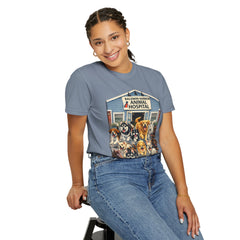 Pitbull Added "Who Let the Dogs Out?" Baldwin Harbor Animal Hospital Cute Vet Clinic T Shirt
