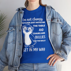 Clumsy Funny Penguin Graphic Tee | Unisex Heavy Cotton Tee | Great Gift for Animal Lovers, Birthdays, Casual Wear, Humorous Gifts, Everyday Style