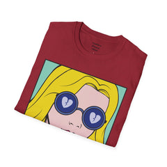 NO WORRIES Glass Wearing Pop Art Blonde Girl Unisex Softstyle T Shirt
