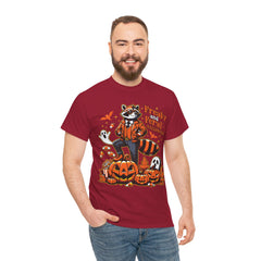 Freaky And Feral Halloween Raccoon! Graphic Unisex Heavy Cotton Tee