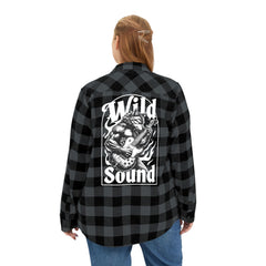 Wild Sound Wolf Guitarist Graphic - Unisex Flannel Shirt