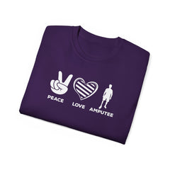 PEACE LOVE AMPUTEE - Unisex Ultra Cotton Tee | Amputee, Leg Amputee, Limb Awareness, Prosthetic, Motivational Tee,