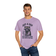 Just a Dad Raccoon T-Shirt | Garment-Dyed Tee for Father’s Day, Dad Gift, Animal Lover Shirt, Funny Dad Apparel, Gift for New Dads
