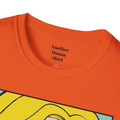 NO WORRIES Glass Wearing Pop Art Blonde Girl Unisex Softstyle T Shirt
