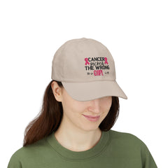 Cancer Picked the Wrong Girl Dad Cap – Breast Cancer Survivor Support Hat