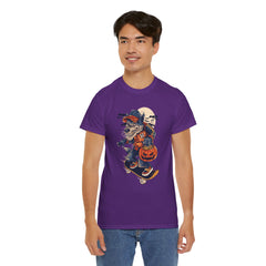 Trick or Treat Skateboarding Wolf! Graphic Unisex Heavy Cotton Tee