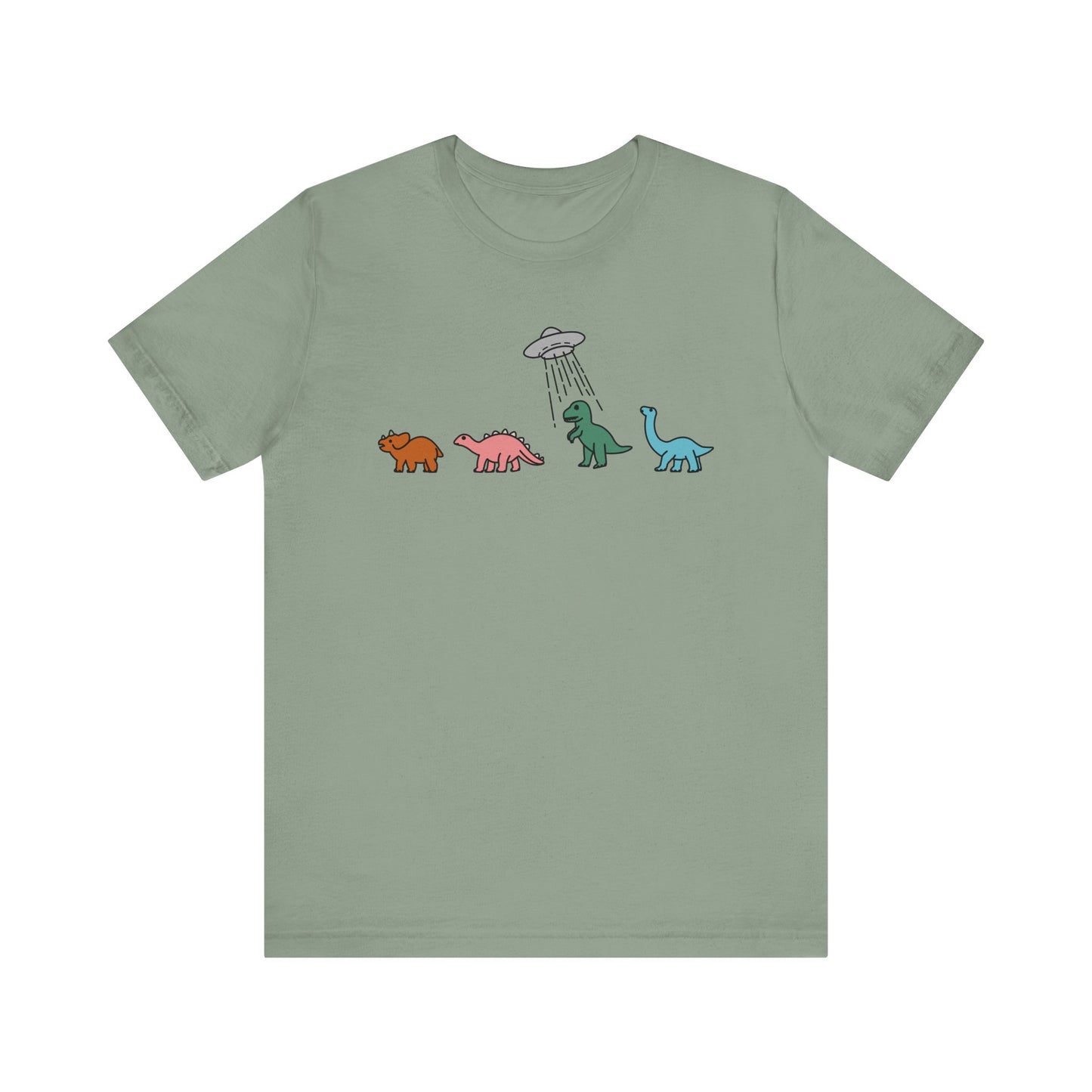 UFO and Dinosaurs Retro Unisex Jersey Short Sleeve Tee