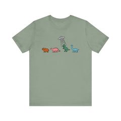UFO and Dinosaurs Retro Unisex Jersey Short Sleeve Tee