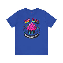 100 DAYS Sprinkled With Fun - Unisex Short Sleeve Tee | Elementary School Holiday, Teacher Apparel, Kids Motivation, Days Checked Off