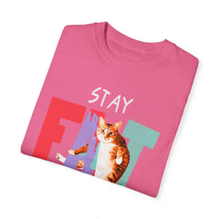 Stay Fat Lazy and Happy Cat - Graphic Unisex Garment-Dyed T-shirt