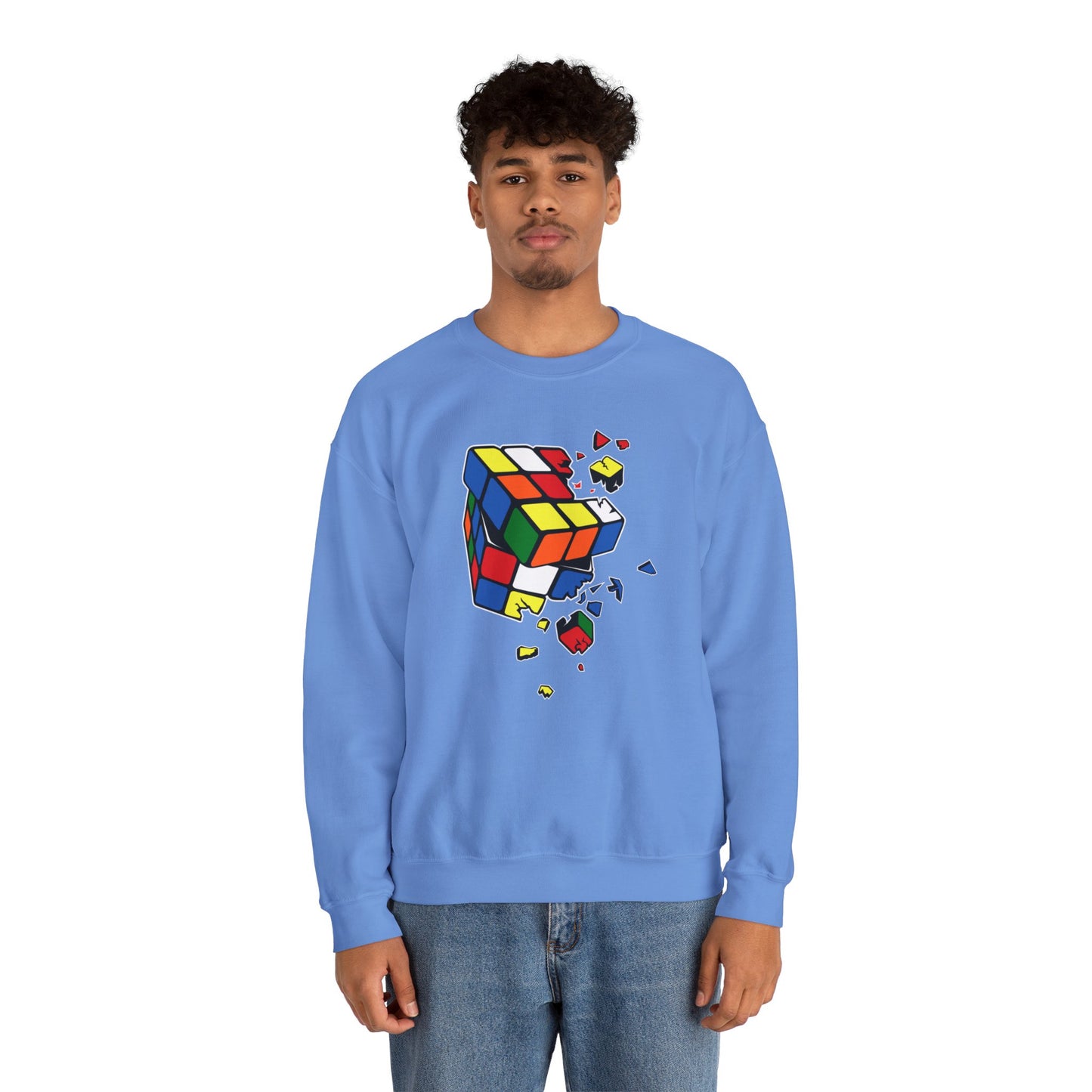 Cracked Rubik's Cube Unisex Heavy Blend™ Crewneck Sweatshirt