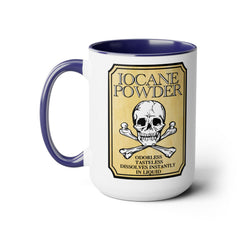 IOCANE Powder label with skull and crossbones Don't have a cup of coffee with Vizzini / Princess Bride / 80s Movies / Two-Tone Mugs, 15 oz.