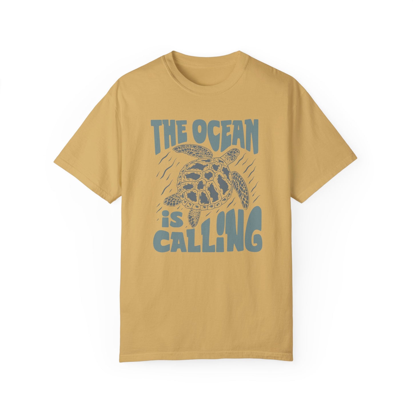 Sea Turtle, The Ocean Is Calling -  Graphic Unisex Garment-Dyed T-shirt