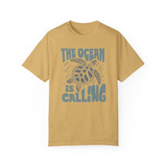 Sea Turtle, The Ocean Is Calling -  Graphic Unisex Garment-Dyed T-shirt