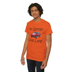 Red Corvette Summer Unisex Tee - I'm Vetted For Life Front and Back Image T Shirt
