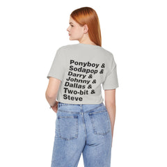 The Outsiders Shirt, Front and Back Images, Greasers Characters Shirt, Unisex Jersey Short Sleeve Tee